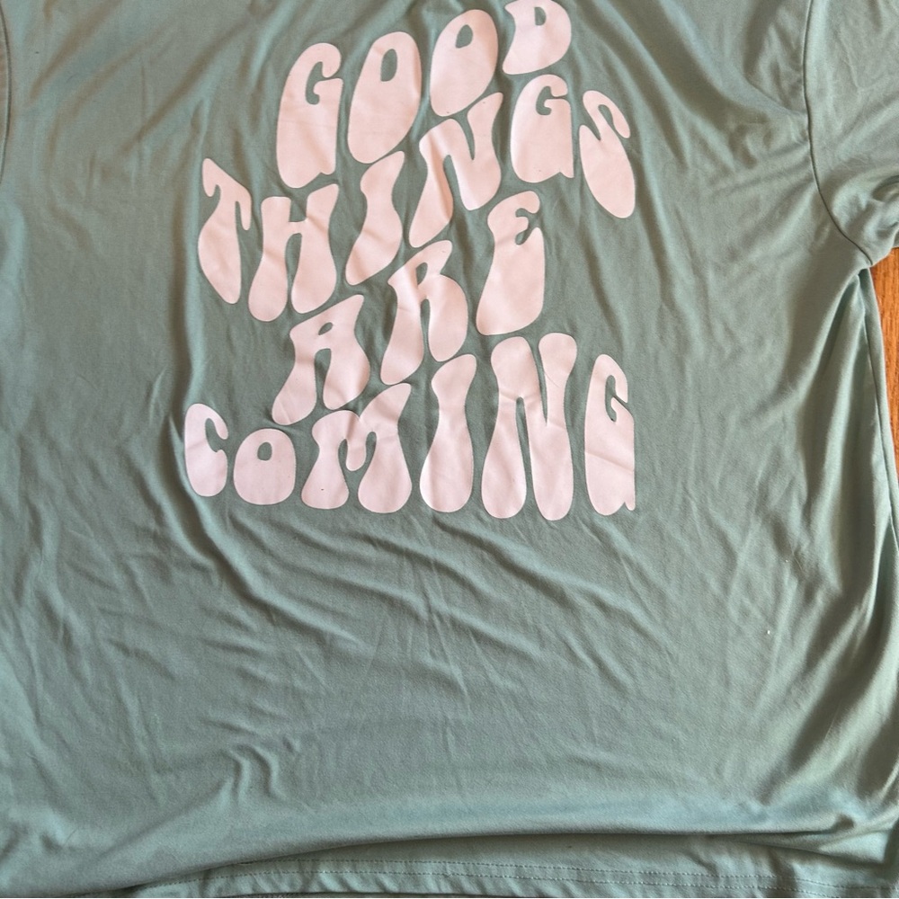 Good Things Are Coming oversized tshirt medium Seafoam Green